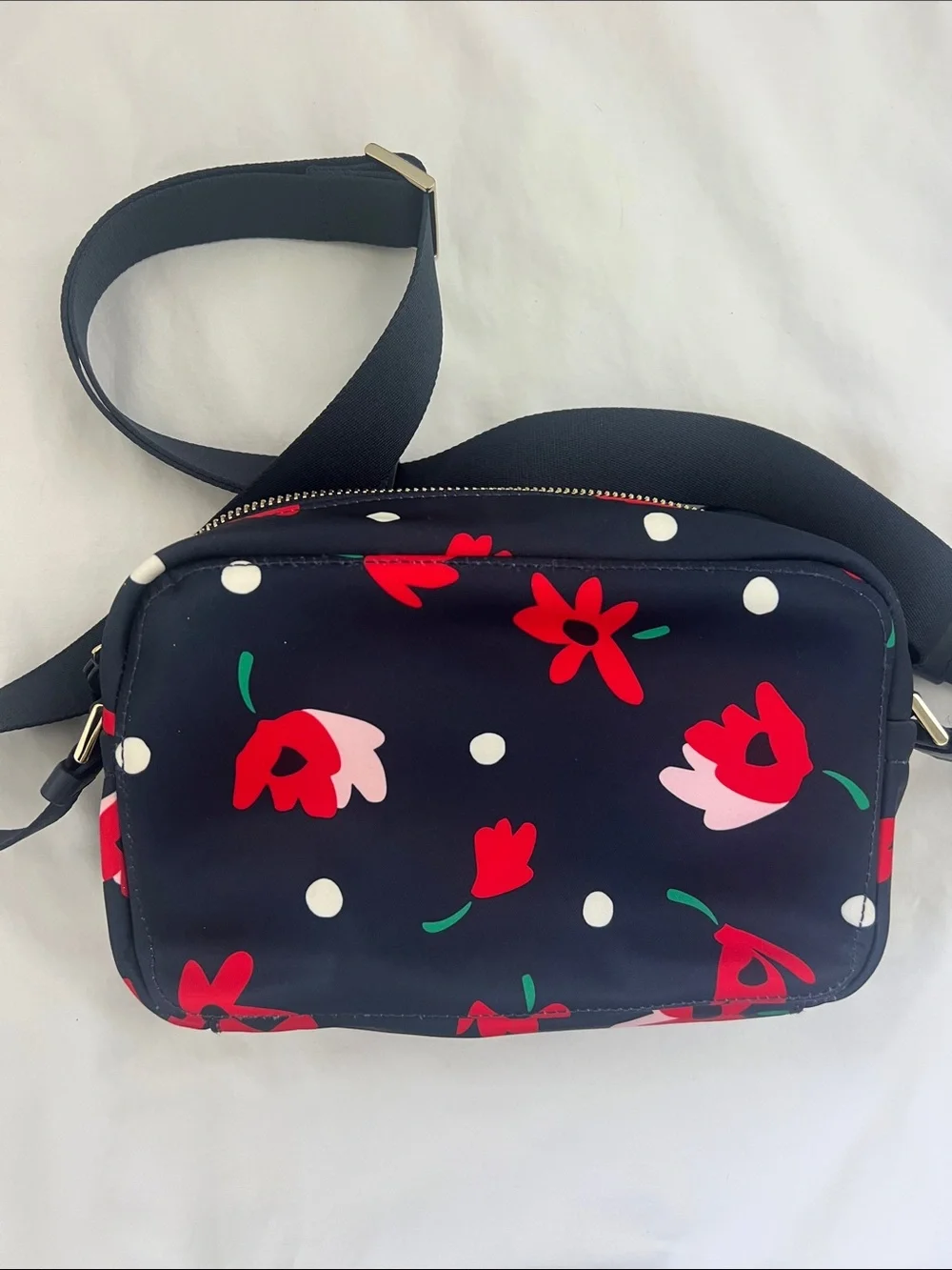 kate spade Chelsea Navy Floral Crossbody with Red and pink Accents - Picture 7 of 14